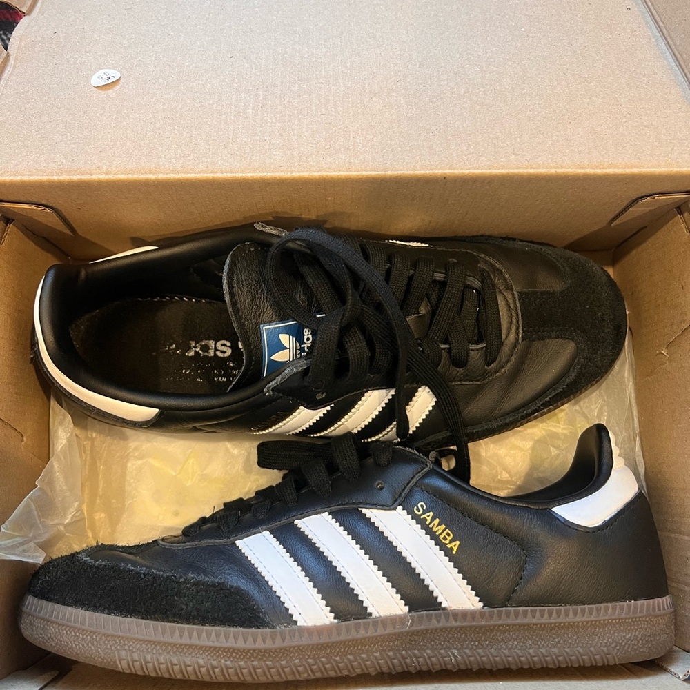 Adidas Samba Black and White Sneakers with Gum Sole